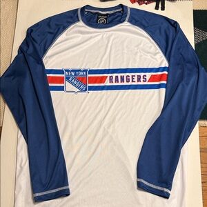 NY Rangers NHL White and Blue Long Sleeve Shirt Lightweight